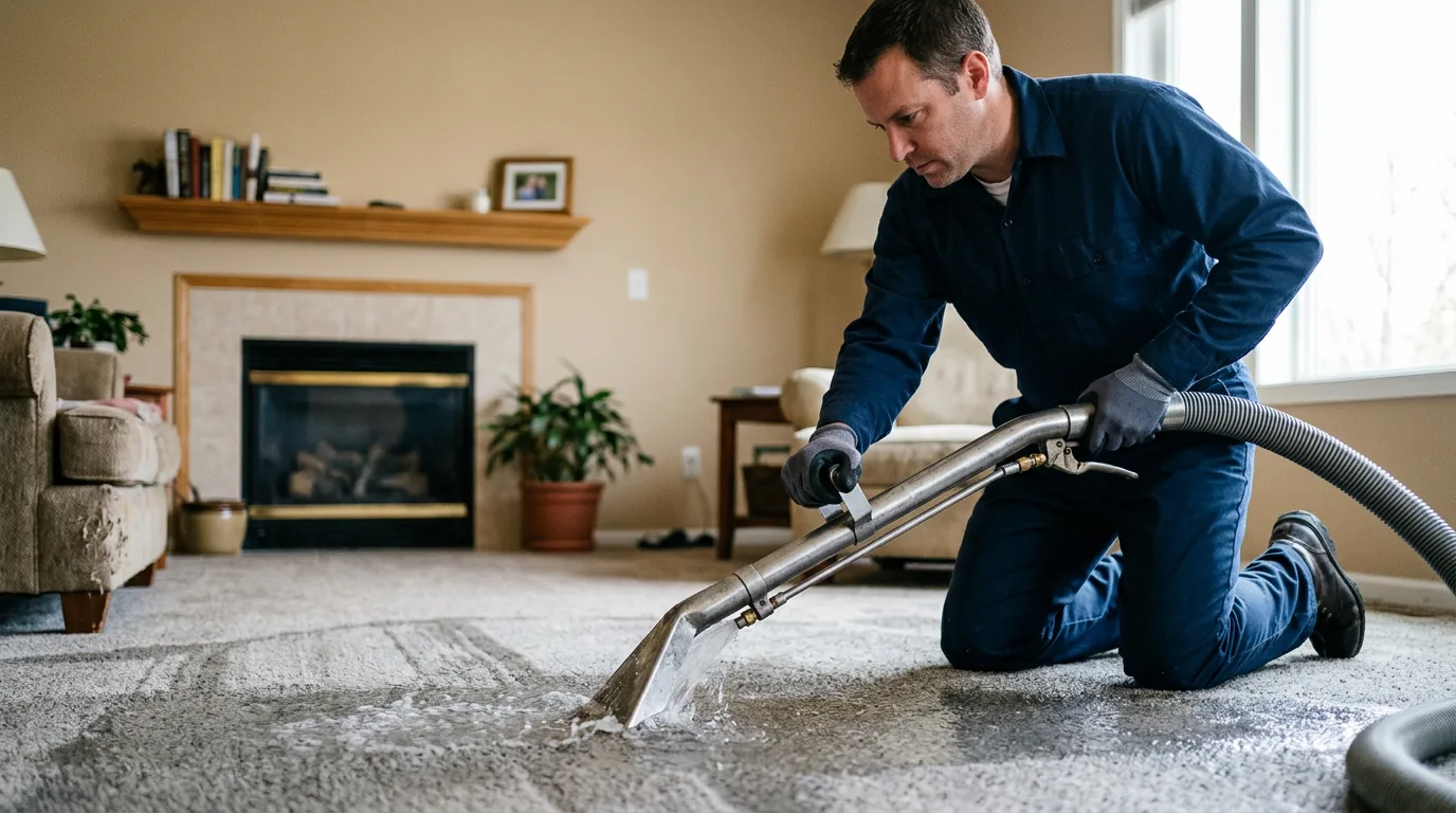 Water damage restoration technician working near Lakemore, OH